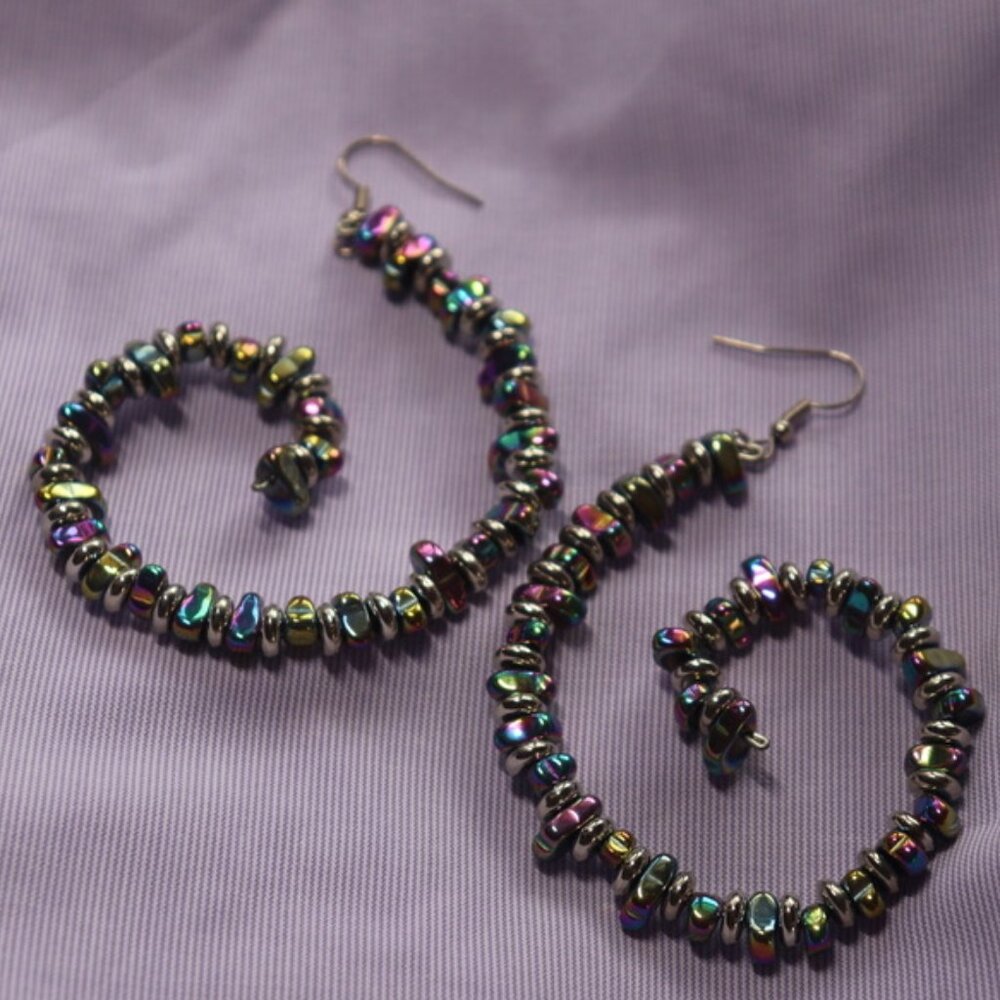 Unique Metallic Bead Spiral Earrings